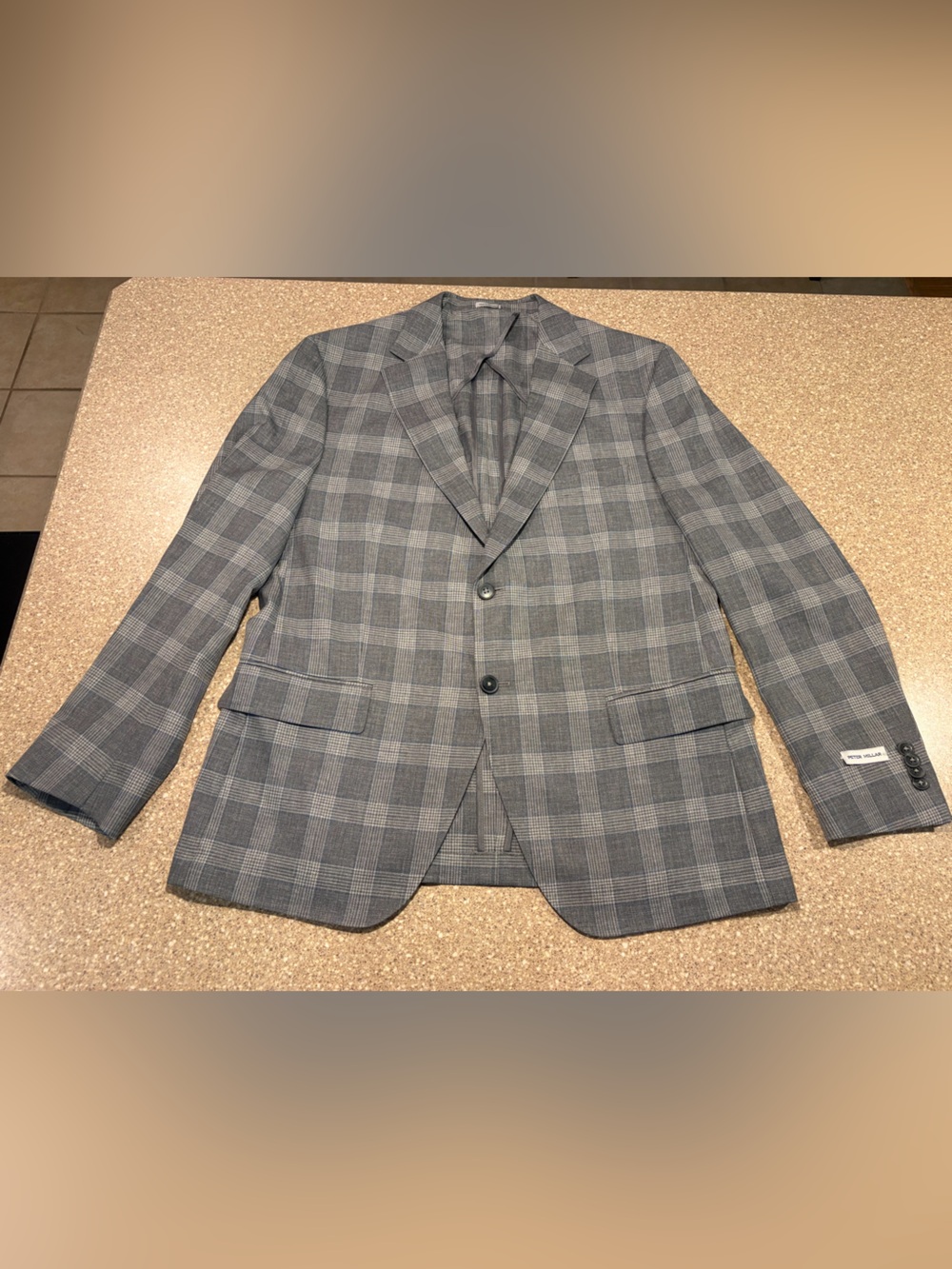 NWOT Peter Millar Sport Coat Blazer Jacket 42S 100% Virgin Wool Grey Plaid